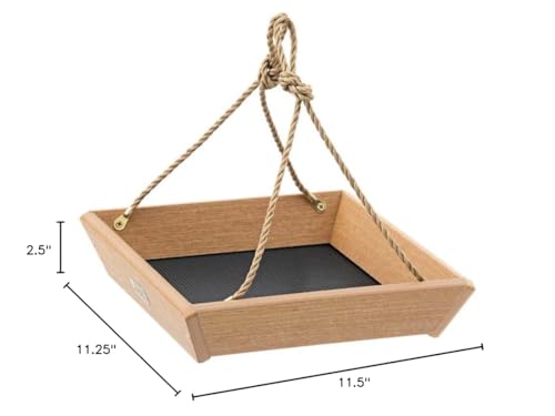 Birds Choice SCHPF100 Hanging Tray Bird Feeder, Spruce Creek Collection, Recycled Plastic,Natural Teak | Recycled Plastic Platform, Open Design Welcomes a Variety of Wild Birds, Easy to Fill and Clean - color: Natural Teak
