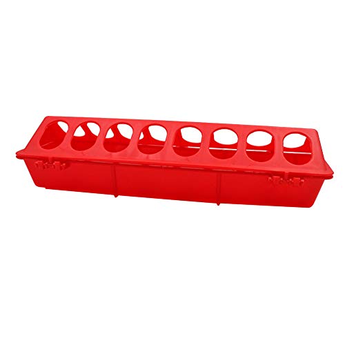 Flip Top Chick Feeder Trough, Plastic Bird Small Poultry Feeder | No Mess, No Waste Chicken Feeder for Small Chicks, Pigeons, Quails, Birds, Ducklings, Ideal for Using in a Brooder (Red) - color: Red