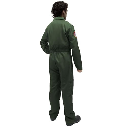 Fighter Pilot Flight Suit Costume - Air Force Jumpsuit Army Military Cosplay for Adults - size: Large