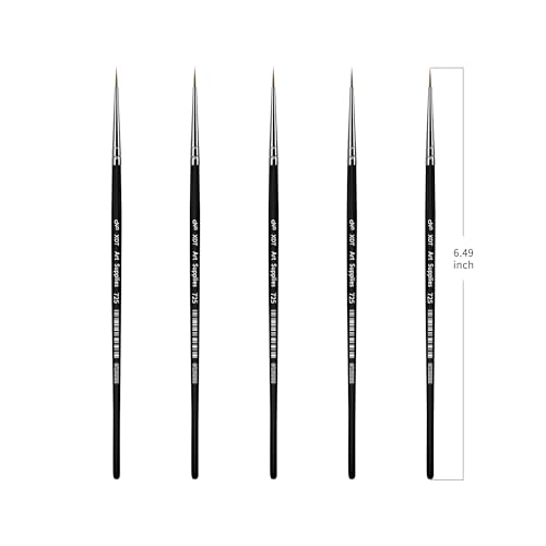 XDT#725 Micro Detail Artist Pin Point Painting Brush Set of 5 Piece #00000 Brushes Set, Acrylic Watercolor Oil, Fine Detailing Painting, Art, Scale Models, Easy Grip Handles. - size: 5Pcs #00000