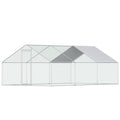 19.5x9.8x6.5ft Metal Chicken Coop, 3-Room Run with Cover | 3-room walk-in chicken run with galvanized steel frame, waterproof UV-resistant cover, lockable door, and PVC-coated mesh. - color: 3-Unit Coop