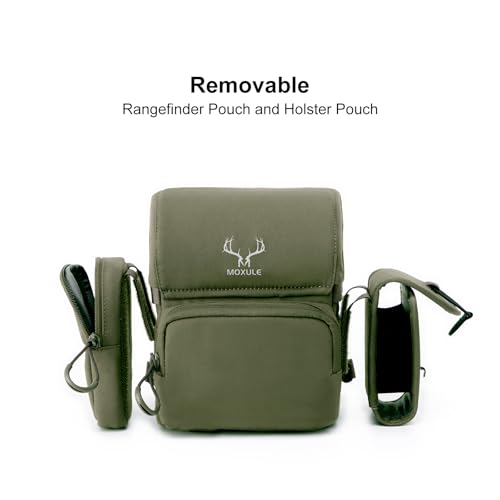 Binocular Harness Chest Pack: Bino Case with Rangefinder Pocket | Silent magnetic lid, one-handed access, rain cover, MOLLE webbing for Hunting Hiking Bird Watching - color: Green, size: Large