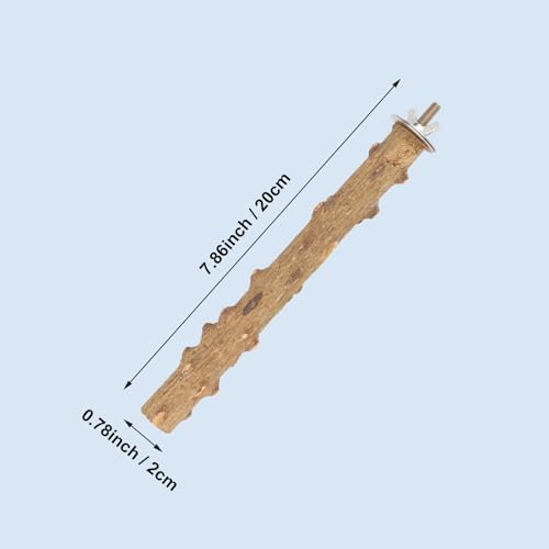 Hypeety Natural Prickly Ash Wood Bird Perch Stand Paw Grinding Perch Toy | Natural prickly ash wood, bark texture for grip, chew-proof and durable, for budgie/parakeet/cockatiel/lovebird, 7.86''/20cm - size: 7.86 inch