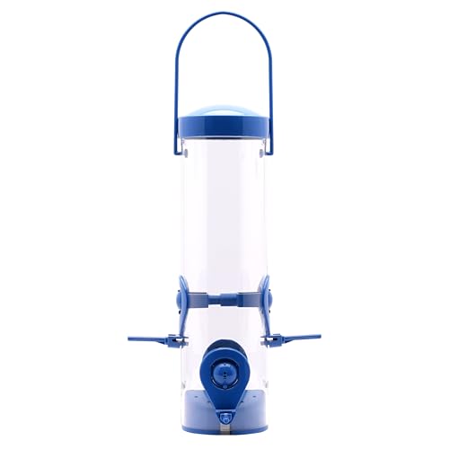 Perky-Pet Navy 2-in-1 Tube Bird Feeder for Outdoors, 4 Port Tube Bird Feeder