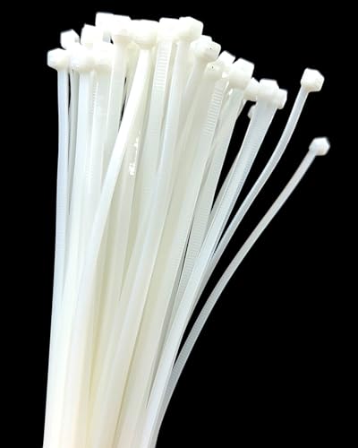 Zip Ties, 100pcs White Zip Ties 12 Inch,Zipties Cable Tie Wraps, Multi-Purpose Cable Management Ties, Self-Locking Ziptie for Office and Home(Can bear 50lb) - color: White, size: 12" (100 Pack)