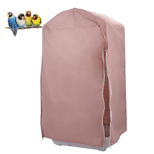 QBLEEV Birdcage Cover, Parrot Cage Night Cover Shade, Universal Cage Covers | Pet blackout windproof light-proof sleep reduces distractions night tear-resistant cloth without cage-14.1x18.5x35.4" (LxWxH) - color: Pink, size: 14.1"L X 18.5"W X 35.4"H
