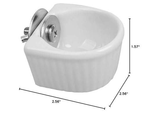Small Animals Bowl, Detachable Cage Feeder Pet Ceramic Water & Food Feeder, Small Animal Supplies for Rabbit Parrot Squirrels Chinchilla Hamster Ferret (White, S) - size: S