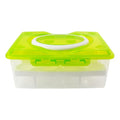 Ortable Large Capacity Double-layers Egg Storage Container Holds 24 Eggs Shatter-proof Non-slip Eggs Holder with Handle (Green) - color: Green