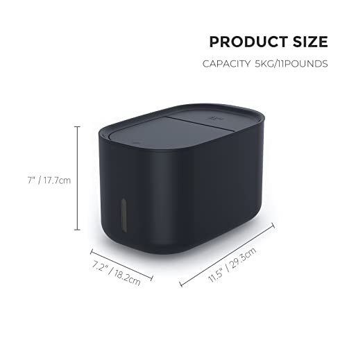 Zuutii Rice Storage Container,Food Container, Dry Food Storage, 7.2lbs Pet Food Dispenser, 11lbs Large Storage Bin with Lid,Silicone Ring & Moisture Proof, for Grain Cereal Soybean Corn, Dark Gray - color: Dark grey