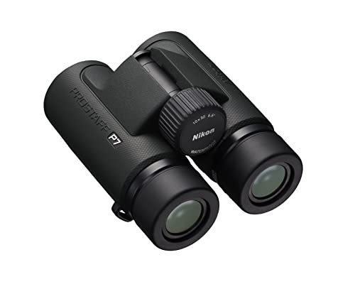 Nikon PROSTAFF P7 10x30 Binocular | Waterproof, fogproof, rubber-armored compact Binocular, oil & water repellent coating & locking diopter | Official Nikon USA Model | 6. Degree Angle of View, fogproof, Nitrogen Filled Waterproof down, field of view at 1