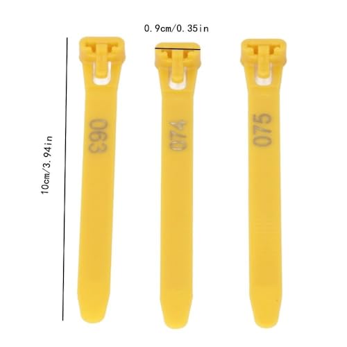 100Pcs Numbered Poultry Leg Rings 1-100 Identification Tags Reusable Bands for Chickens Ducks Geese Pigeons(Yellow) - color: Yellow