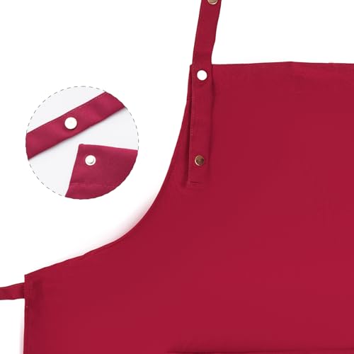 Tosewever Art Aprons for Women Painting Pottery Baking, Mens Buckle Straps Kitchen Apron with Pockets for Chef Cooking - color: Red
