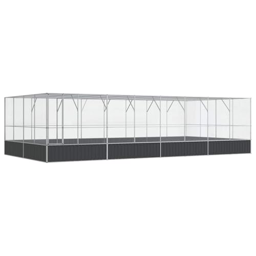 Large Outdoor Bird Aviary with Extension, 327.6"x163"x83.5" Galvanized Steel Wire Mesh Parrot Cage, Walk in Poultry Pen Run for Chickens Ducks Rabbits, Silver - color: Silver-I