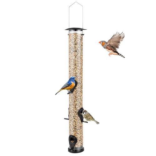 Backyard Expressions Tall Tube Bird Feeder - Durable Hanging Wild Bird Feeder for Wild Birds - 23" Tall, 6-Port Design - size: 23 In.