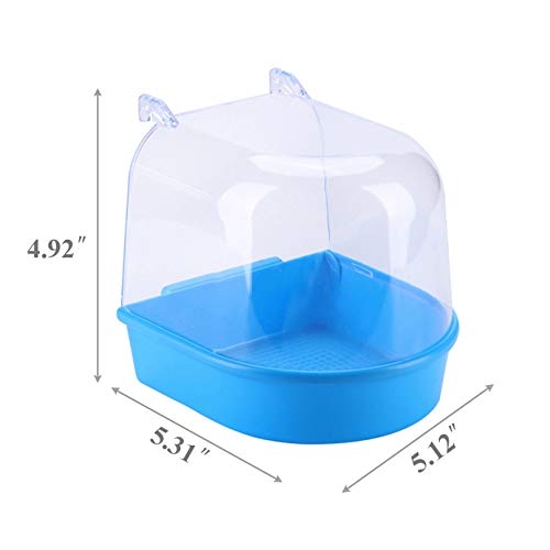 kathson Parrot Bath Box Bird Cage Accessory Supplies Bathing Tub Bath for Parakeet Pet Brids Canary Budgies Parrot (Random Color) - color: Blue