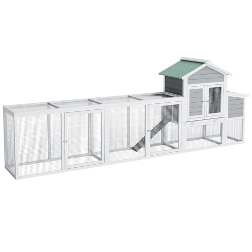 122" Large Chicken Coop with Run, Wooden Hen House for Chickens, Poultry Cage Rabbit Hutch Duck House, Nesting Box Sloped Asphalt Roof