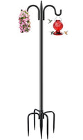 Gtongoko Bird Feeder Pole for Outdoors Heavy Duty, 77 Inch Double Shepherds Hook with 5-Prong Stable Base, 3/4 Inch Thick Hummingbird Feeder Stand for Hanging Plants, Lanterns, 1 Pack - size: 77 Inch