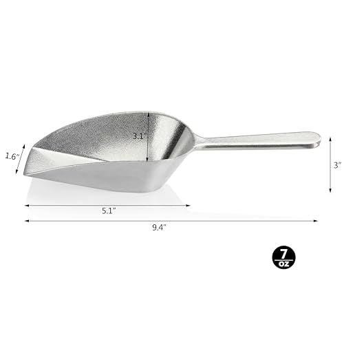 New Star Foodservice One-Piece Cast Aluminum Flat Bottom Bar Ice Flour Utility Scoop, 7-Ounce, Silver - size: 7-Ounce