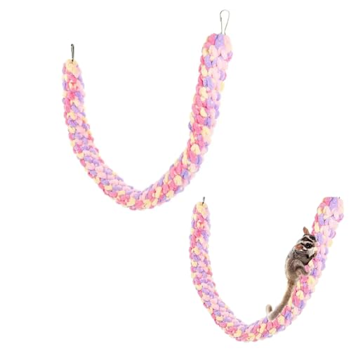 60cm Sugar Glider Climbing Rope, Rat Swing Hanging Toy Parrot Climbing Rope Bird Perches Stand Pet Swing Hamster Cage Accessories for Guinea Pigs, Hamster, Ferret, Mouse