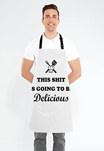 Funny Linen Apron for Women & Men - Kitchen & BBQ Apron - color: Multi Lf283
