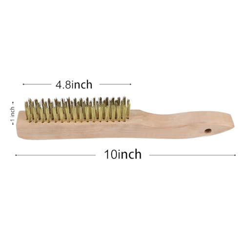 MAXMAN Brass Brush, Heavy Duty Brass Wire Brush Set 2Pcs, Metal Brush, Wire Brushes for Cleaning Rust with 10" Curved Beechwood Handle - style: 2Pcs Brass Brushes