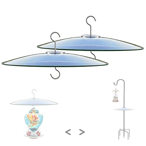 13" Large Glass Rain Cover for Bird Feeder, 2-Pack Clear Weather Guard Dome | Stainless Hooks Squirrel Baffle, Dual Use Protective Shield on Shepherd Pole or Hook Hanging, Bird House Protector, Dia. 33cm - color: Clear, size: 2PC/Pack
