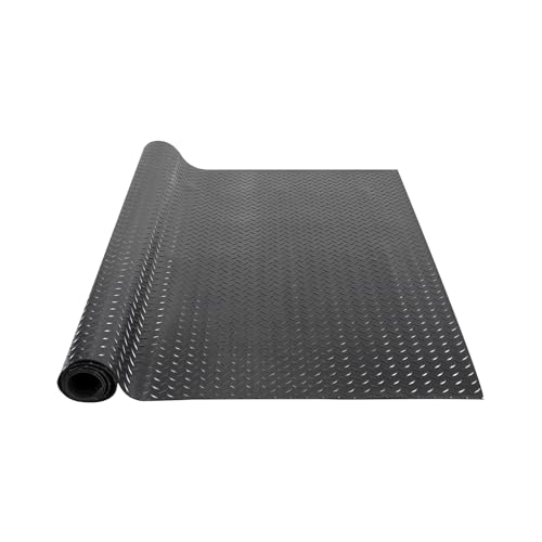 VEVOR Diamond-Plate Rubber Flooring Roll, 3 mm x 4 ft x 10 ft Garage Floor Mat, SBR, Easy to Clean, Diamond Plate Rubber Mat for Under Cars, Garage Industry Gym, Black - size: 120.7"L x 48.7"W x 0.1"Th