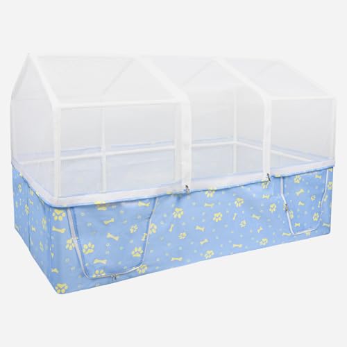 Rabbit Cage, 48" x 24" Large Pet Playpen Enclosure for Small Animal- Guinea Pig, Hamster, Bunny, Puppy, PVC Frame Chicken Coop with Waterproof Tarp & Mesh Cover Indoor Outdoor