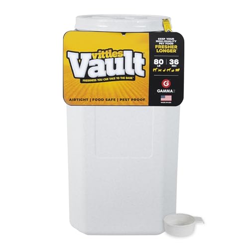 Vittles Vault Traditional Pet Food Storage Container For Dog Kibbles/Bird Seed/Oatmeal/Rice/Flour/Cereal, BPA Free Plastic, Sealed Airtight For Cat Food, Up To 80 lb, Made in USA, With Scoop, Gray - size: 80 Pounds