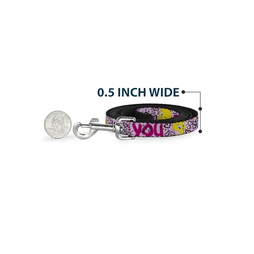 Buckle-Down Pet Leash - Tweety Bird I LOVE YOU Pink/Black - 4 Feet Long - 1" Wide | Tweety Bird I Love You Pink Black Durable Stylish For Walks - size: 4 Feet Long - 1" Wide