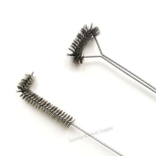 SUNRISE Fryer Brush with Long Handle (Stainless Steel, L and Single Brush) - color: Stainless Steel, size: L and Single Brush