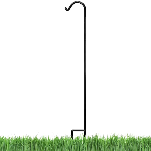 Ashman Black Shepherd Hook 92 Inch, 1/2-Inch Thick, Solid Metal Single Piece Hook, Super Strong, Rust Resistant, Hanging Plant Baskets, Wind Chimes, Lanterns, Heavy Bird Feeders & More (Pack of 1) - size: 1 Pack