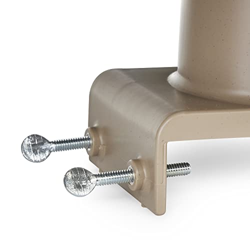 Farm Innovators 150 Watt Outdoor Plastic Heated Birdbath with Twist Deck Mount, Hidden Electrical Connection, and Internal Thermostat, Tan | All season decorative heated birdbath with easy twist-on deck mount, built-in perch or feeder, 1-1/2-gal capacity