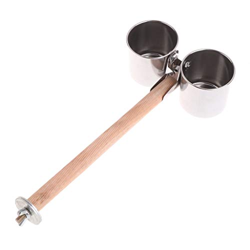 Hypeety Bird Feeding Double Cups Stainless Steel Food Water Bowls with Clip | Rust-proof stainless steel hanging bowl, bird seed feeder cups with clip, cage stand accessories, for parrot/cockatiel/conure