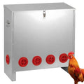 Automatic Chicken Feeder 85-120lbs Capacity, Galvanized Metal Poultry Feeding Equipment, Rainproof & Rodent Proof Large Chicken Food Dispenser for Backyard Coop & Farm Use (10 Ports) - style: 10 Ports(85-120LBS)