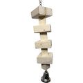 1809 Large Natural Block - Handcrafted Bird Toy For Parrot Macaw African Grey - Unfinished Kiln Dried Wood Pieces With Big Bell - Destructible Chewing Cage Accessories - Big Chewy Blocks - Climbable