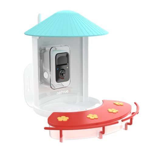 NETVUE Hummingbird Feeder Perch, Compatible with Birdfy, Attract Hummingbirds, 18.3 oz Capacity, 2 in 1 Bird Feeder, Ideal Gift for Hummingbird Lovers