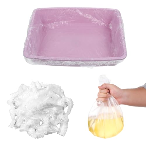 Qianyu 50 PCS Small Animal Cage Liners Disposable Rabbit Bedding & Litter Box Liners Toilet Plastic Film Pan Bags for Bunny Cat Guinea Pig Bird Hamster Chinchilla