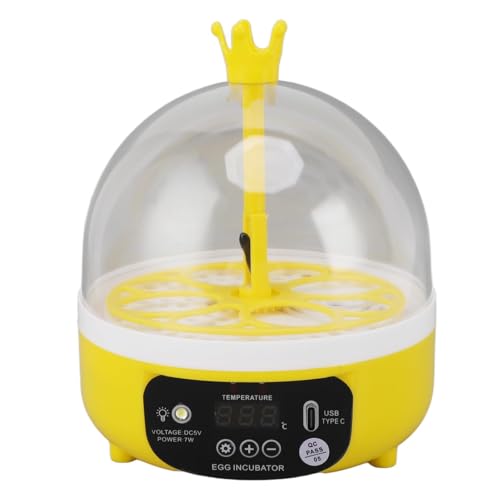 4 Eggs Mini Incubator, 7W USB Household Small Poultry Hatching Machine Automatic Temperature Humidity Control Egg Turner with Clear Lid Water Injector Spray Bottle for Chicken, Quail, Bird Eggs | ABS mini 4 egg incubator with auto turn humidity control Tr