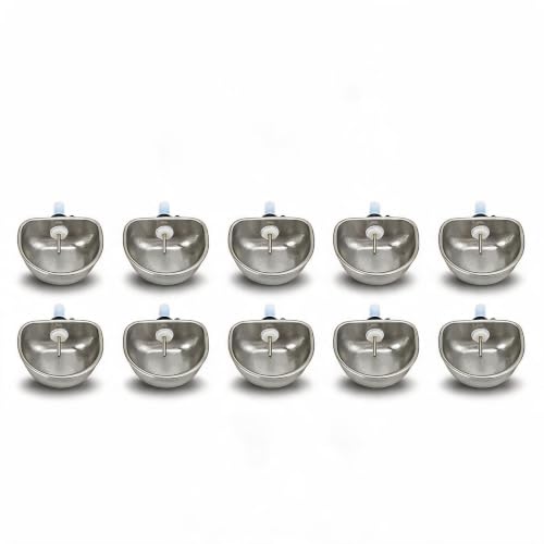 10PCS Rabbit Feeder Bowls, Rabbit Drinker Rabbit Nipple Water Bowl Stainless Steel Nipple Drinking Water Bowl Hanging Cage Bowl Feeding Tool for Rabbit Squirrels Chinchilla Hamster