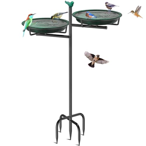 Metal Bird Bath for Outside, Vintage Freestanding Birdbaths Feeder Bowl, Stable & Easy to Clean Birdfeeder for Outdoors Garden Yard Lawn Decor (Retro Green) - color: Retro Green