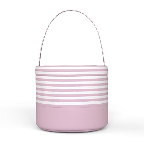 Easter Basket for Kid Boy Girl,Easter Egg Hunt Buckets,Personalized Canvas Tote Bags Easter Party Gifts for Easter Halloween - color: AB-Pink