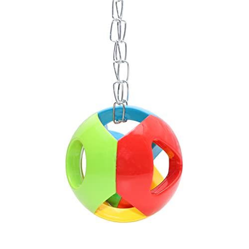Wontee Bird Hanging Ball with Bell Colorful Chewing Treat Toy for Parrot Parakeet Cockatiel Conure Lovebird Dog Puppy Cat (3 PCS) - size: 3 PCS