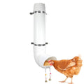 Kalakey Automatic Chicken Feeder, Hanging PVC Tube Chicken Coop Feeder with Chew Toy Bell, Holds 6lbs Feed for Hens Chicks, Grit and Oyster Shell Feeder