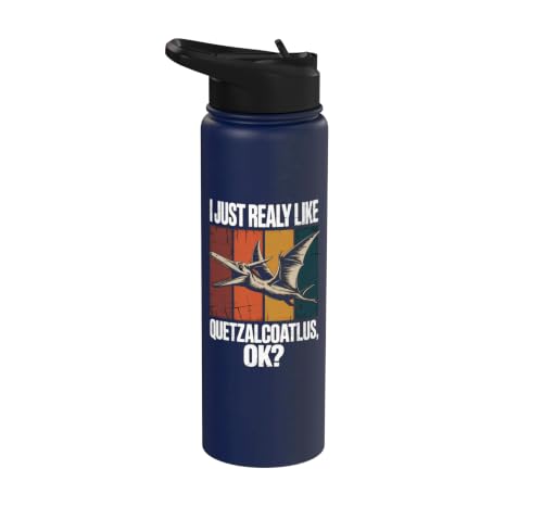 Really Like Quetzalcoatlus Bird Flying Dinosaur Kids Trex Stainless Steel Insulated Water Bottle - color: Navy Blue