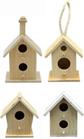 Creative Hobbies® Mini 4 Inch Tall Birdhouse - Set of 4 Styles, Small Unfinished Wood Ready to Paint or Decorate - size: 4 Inch Tall