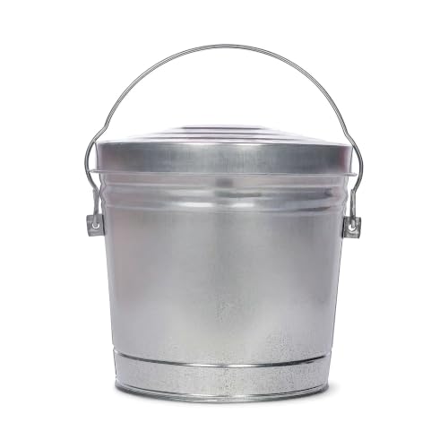 6 Gallon Galvanized Steel Storage Can with Locking Lid, Heavy Duty Metal Storage Container, Rust-Resistant Metal Bin for Dog Food, Pet Food, Bird Seed, Kitchen, Garage & Home Storage