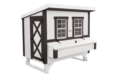 OverEZ Farmhouse Large Chicken Coop for Up to 15 Chickens - Nesting Box - Large Bird, Poultry and Hen House Made from Wood, Made in USA - color: Farmhouse