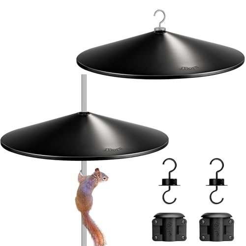 iBorn Squirrel Baffle for Bird Feeder Pole, 19.6” Oversized Squirrel Guard Baffle,All Metal Bird Feeder for Outdoors Protector, Pack of 2, Black - color: Black Powder Coating, All Metal, Pack Of 2