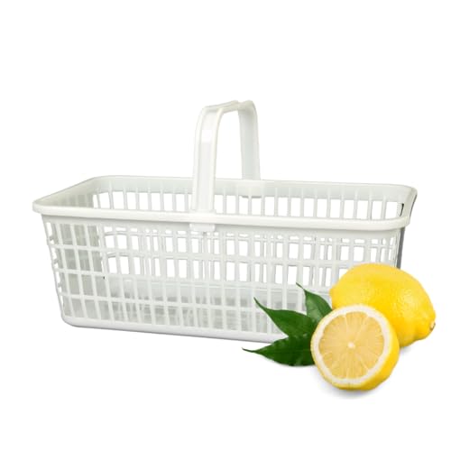 6 Pack – 4 Quart/Half Peck White Plastic Garden Basket for Gathering Vegetables and Fruits – Harvest Apples, Berries, Peaches or Tomatoes